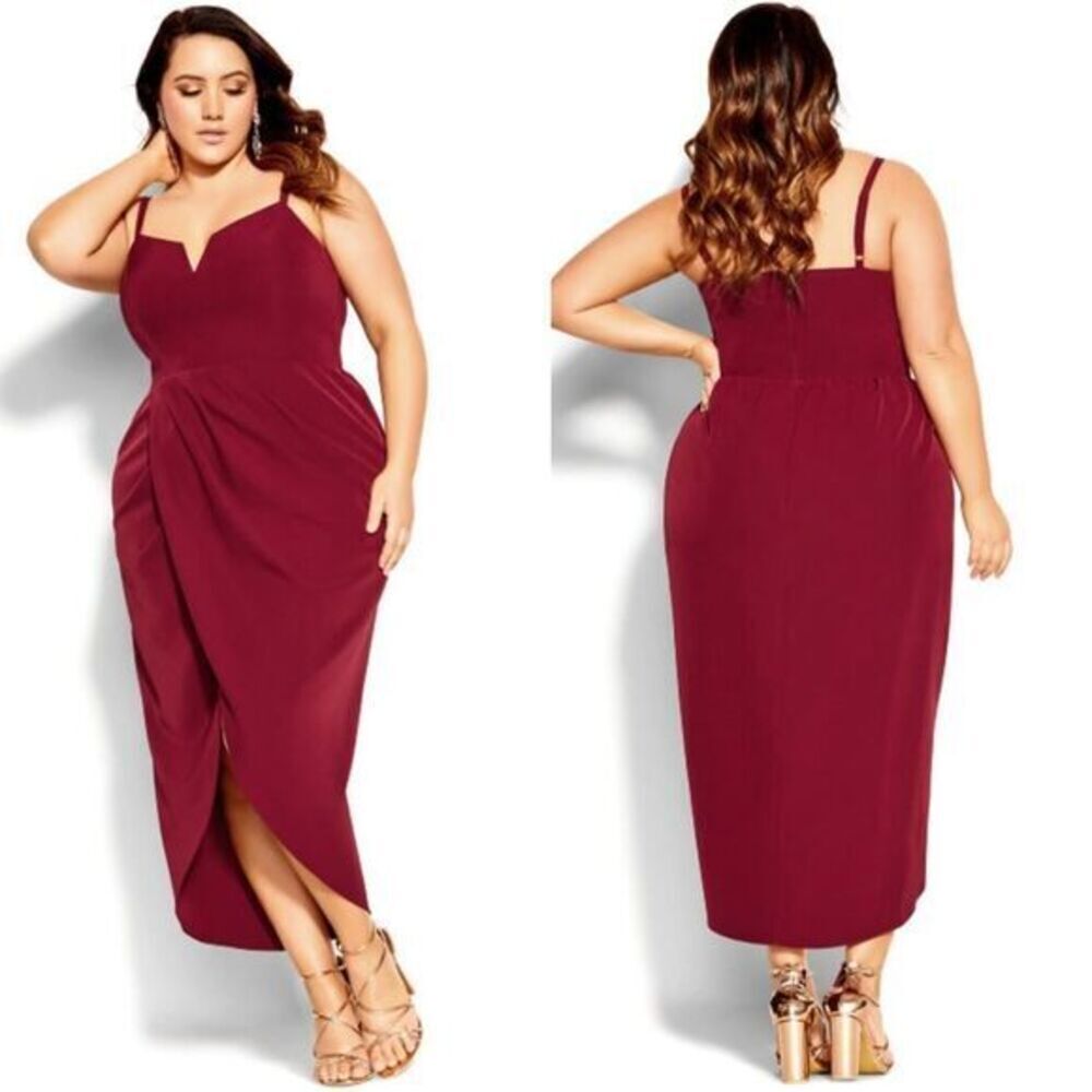 New! City Chic Sassy V Dress  ruby red, plus size 22‎